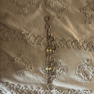 Premier Designs Silver and Cream Bracelet